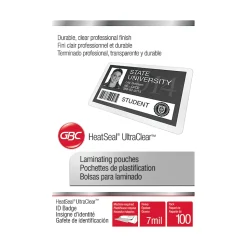 GBC HeatSeal UltraClear Thermal Laminating Pouches, 7 mil, 100/Pack