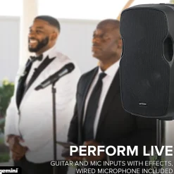 Gemini Portable Bluetooth PA Speaker With Integrated Mixer & Wired Microphone, Black, AS-15TOGO