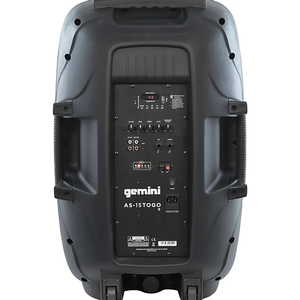 Gemini Portable Bluetooth PA Speaker With Integrated Mixer & Wired Microphone, Black, AS-15TOGO