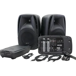 Gemini Sound Bluetooth Portable PA System With Speakers, Mixer & Wired Microphone, Black, ES-210MXBLU