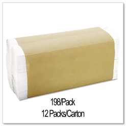 General Supply C-Fold Towels, 1-Ply, 11 x 10.13, White, 198/Pack, 12 Packs/Carton