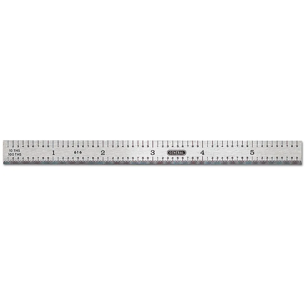 General Tools Industrial Steel Rules, 6 in X 15/32 in, Polished Stainless Steel, Rigid