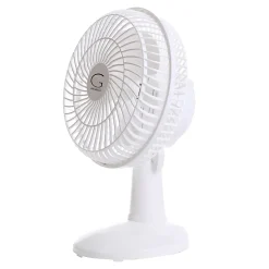 Genesis 6” Max Breeze Clip Fan With Tabletop Base, White
