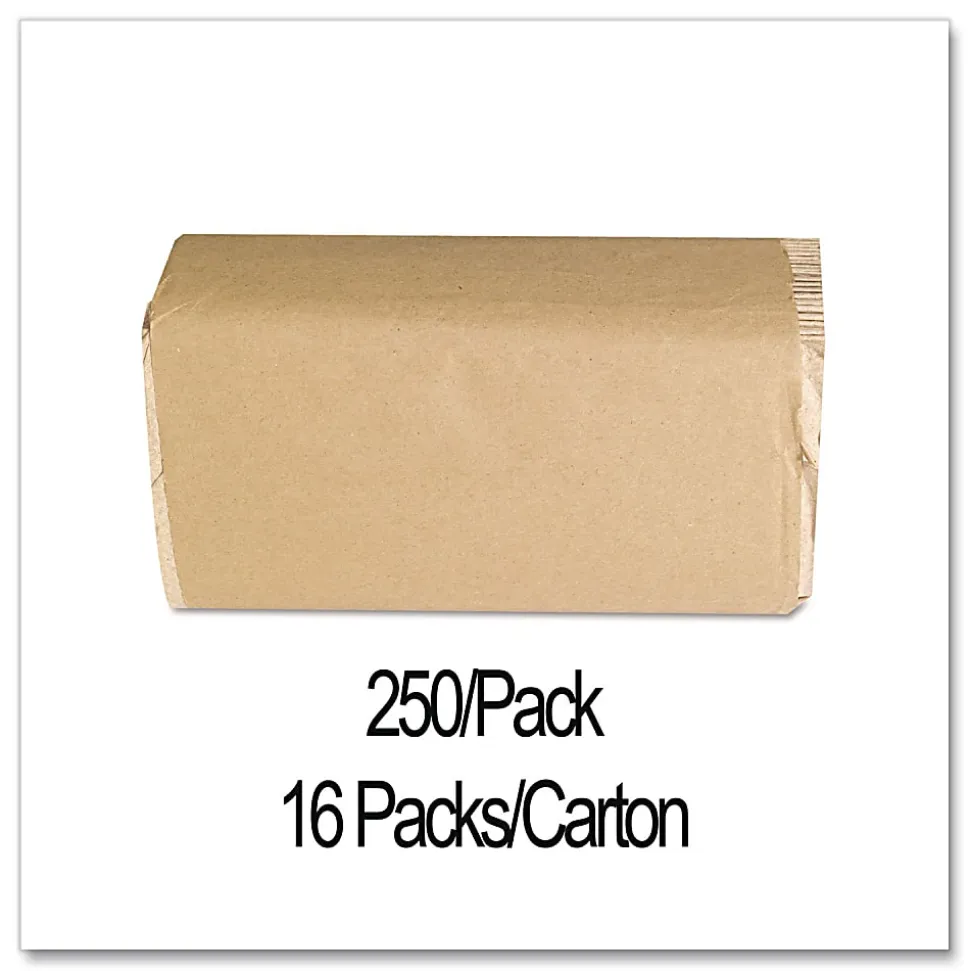 GEN Folded Singlefold Paper Towels, 9 x 9.45, Natural, 250/Pack, 16 Packs/Carton