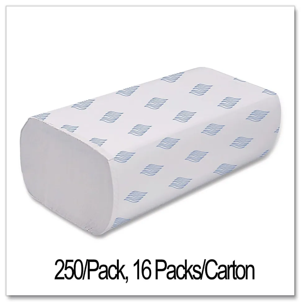 GEN Multifold Towels, 1-Ply, 9.25 x 9.05, White, 250/Pack, 16 Packs/Carton