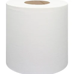 Genuine Joe Centerpull Towel Rolls - 8.13" Width x 7.56" Length - 600 Sheets/Roll - 3" Core - White - Virgin Fiber - 6 / Carton
