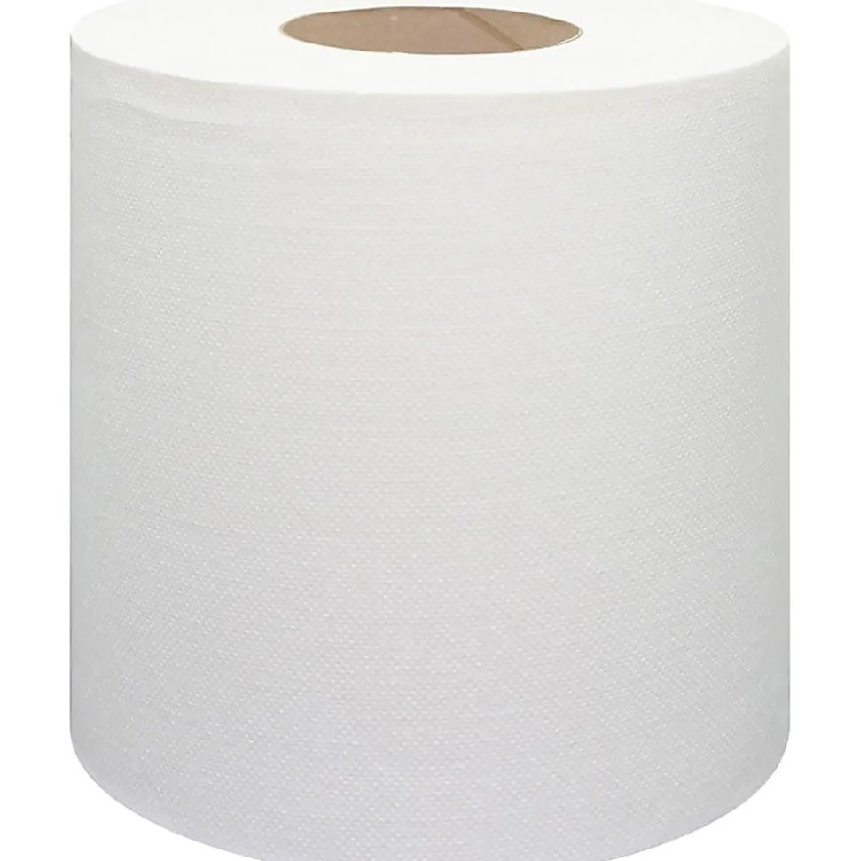 Genuine Joe Centerpull Towel Rolls - 8.13" Width x 7.56" Length - 600 Sheets/Roll - 3" Core - White - Virgin Fiber - 6 / Carton