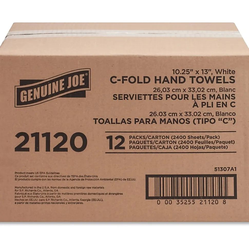 Genuine Joe C-Fold 1-Ply Paper Towels, Pack Of 2400 Sheets