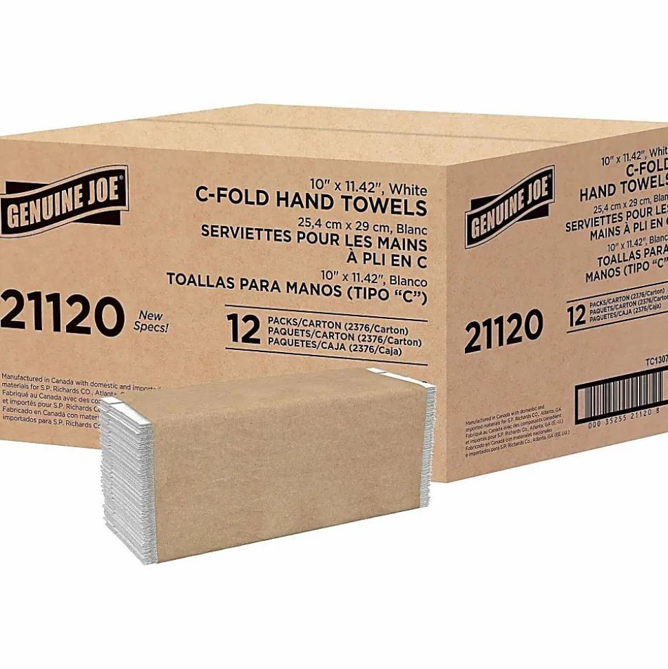 Genuine Joe C-Fold 1-Ply Paper Towels, Pack Of 2400 Sheets