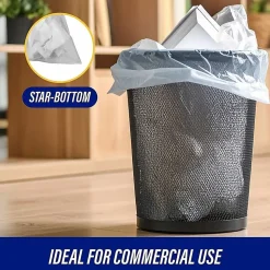 Genuine Joe Clear Flat-Bottom Trash Can Liners, 0.8 mil, 56 Gallons, Box Of 100