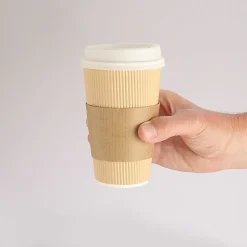 Genuine Joe Corrugated Hot Cup Sleeves, Brown, Pack Of 50