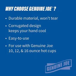 Genuine Joe Corrugated Hot Cup Sleeves, Brown, Pack Of 50
