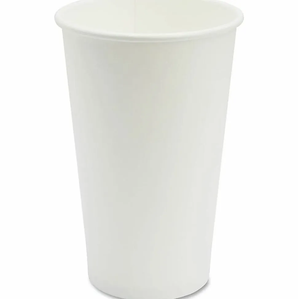 Genuine Joe Disposable Hot Cups, 16 Oz, White, Pack Of 50