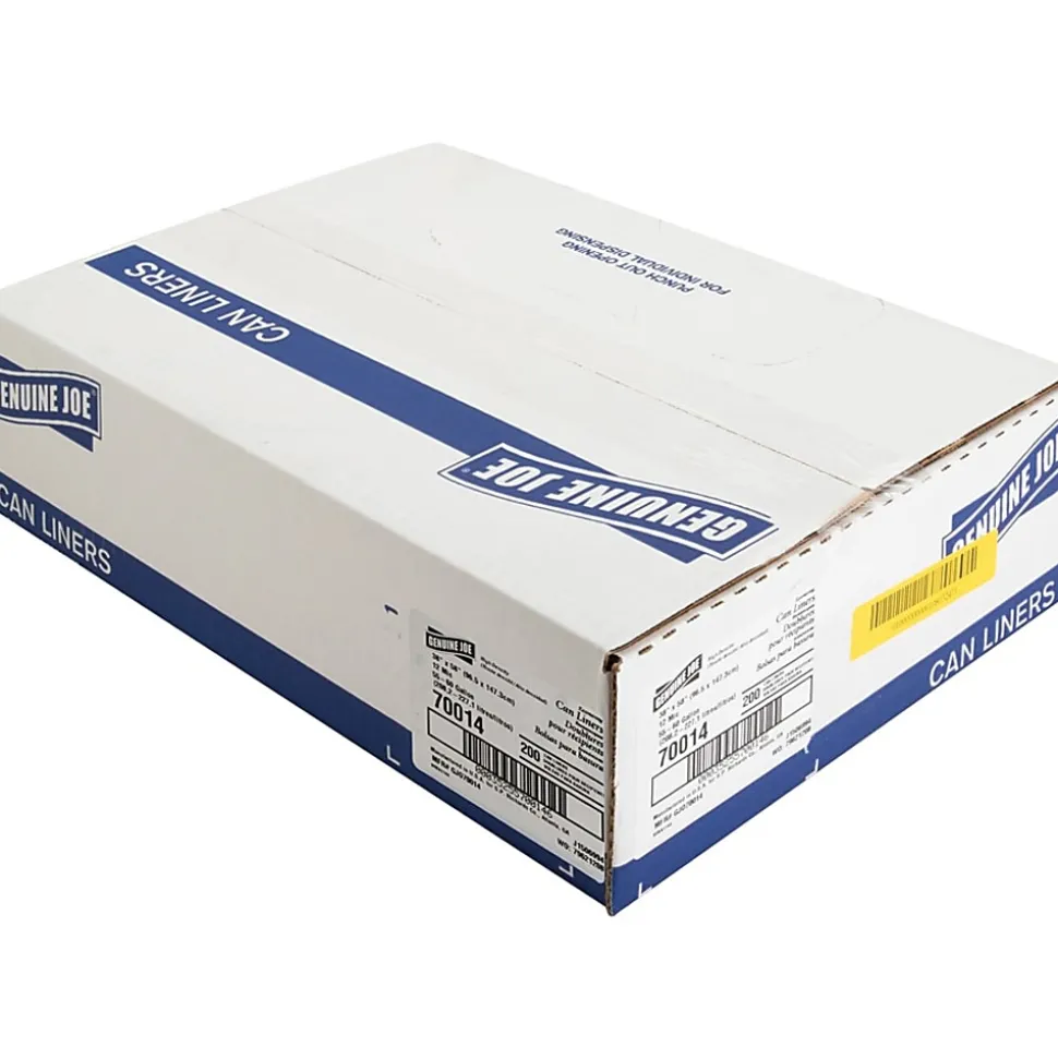 Genuine Joe Economy High-Density Can Liners, 0.55 mil, 55-60 Gallon, Translucent, Carton Of 200