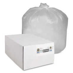 Genuine Joe Economy High Density Can Liners, 0.43 mil, 31-33 Gallon, Translucent, Carton Of 500