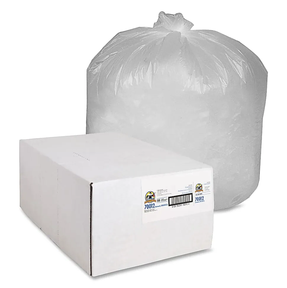 Genuine Joe Economy High Density Can Liners, 0.43 mil, 31-33 Gallon, Translucent, Carton Of 500