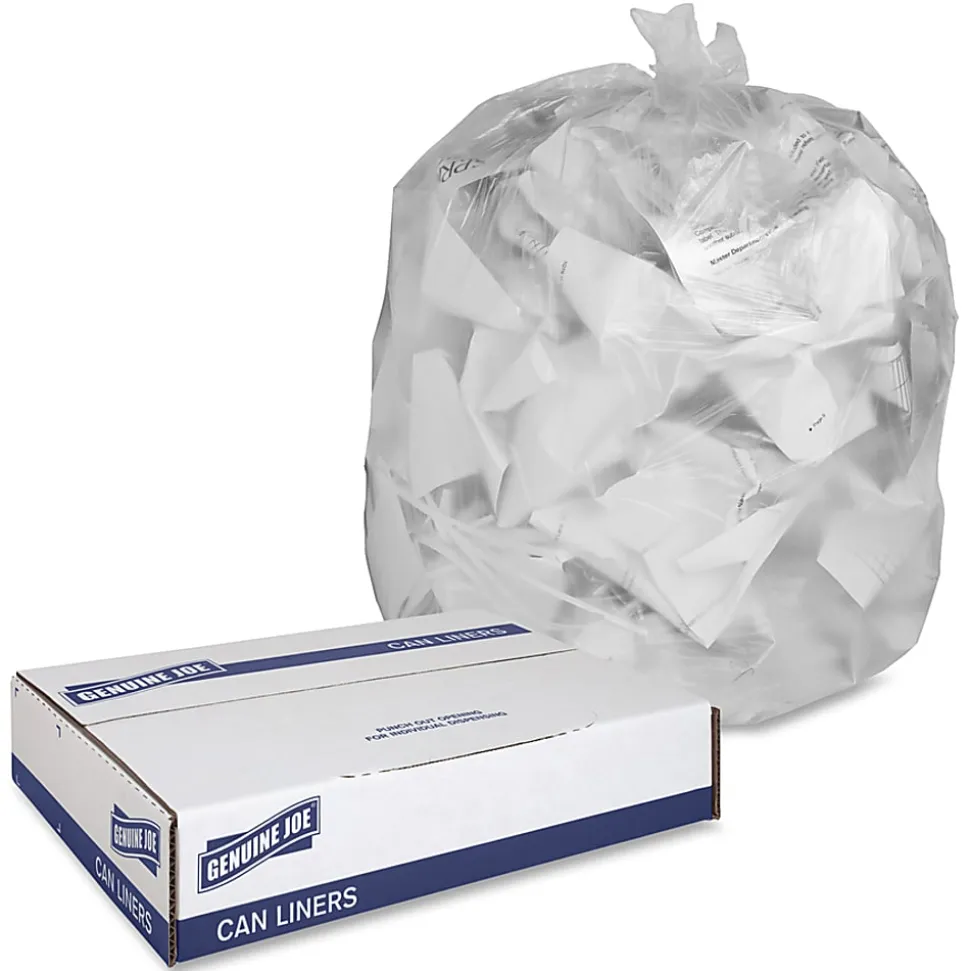 Genuine Joe Economy High Density Can Liners, 0.43 mil, 31-33 Gallon, Translucent, Carton Of 500