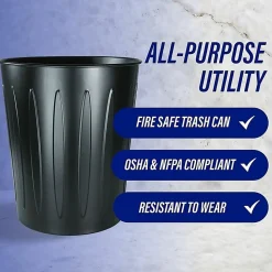 Genuine Joe 6-Gallon Fire-Safe Trash Can, Black