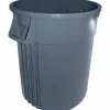 Genuine Joe Gator Round Molded Rubber Waste Container, 55 Gallons, Gray