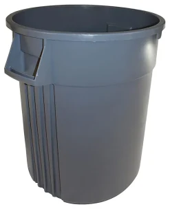Genuine Joe Gator Round Molded Rubber Waste Container, 55 Gallons, Gray
