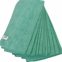 Genuine Joe General Purpose Microfiber Cloth - For Multipurpose - Cloth - 16" x 16"- Chemical Resistant, Oil-free, Lint-free - Green - 12 / Bag