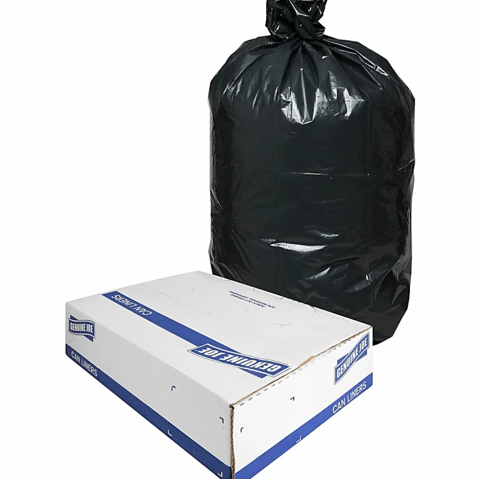 Genuine Joe Heavy-Duty Trash Bags, 1.5mil, 30 Gallons, Brown, Box Of 100