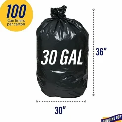 Genuine Joe Heavy-Duty Trash Bags, 1.5mil, 30 Gallons, Brown, Box Of 100