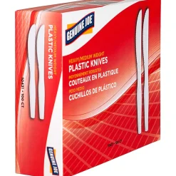 Genuine Joe Heavy/Medium-Weight Polystyrene Knives, White, Box Of 100