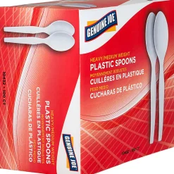 Genuine Joe Heavy/Medium-Weight Polystyrene Spoons, White, Box Of 100