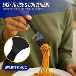 Genuine Joe Heavyweight Fork - 1 Piece(s) - Fork - 1 x Fork - Disposable - Textured - Black - 1000/Carton