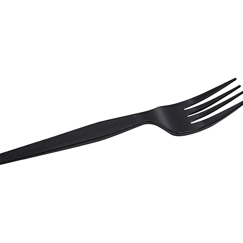 Genuine Joe Heavyweight Fork - 1 Piece(s) - Fork - 1 x Fork - Disposable - Textured - Black - 1000/Carton