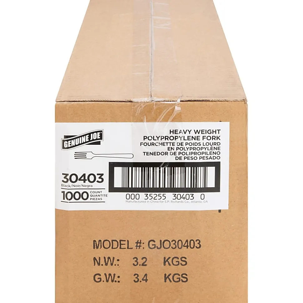 Genuine Joe Heavyweight Fork - 1 Piece(s) - Fork - 1 x Fork - Disposable - Textured - Black - 1000/Carton