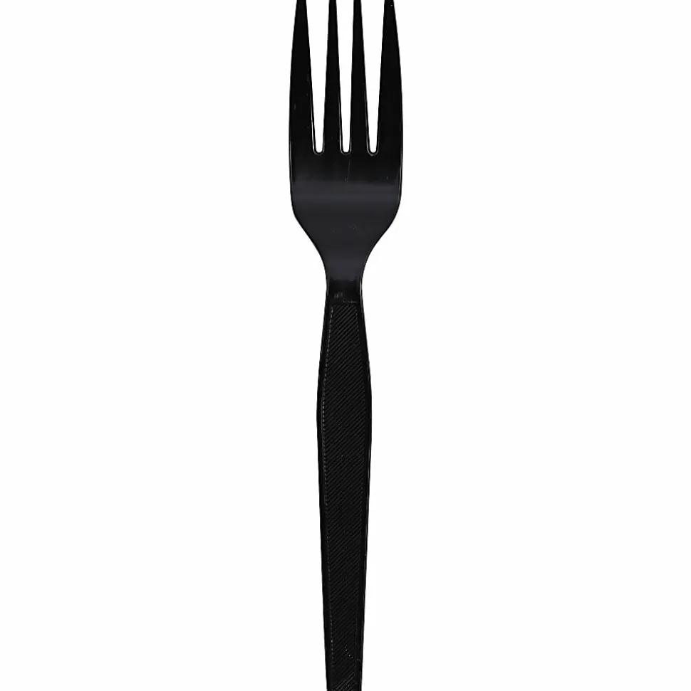 Genuine Joe Heavyweight Fork - 1 Piece(s) - Fork - 1 x Fork - Disposable - Textured - Black - 1000/Carton