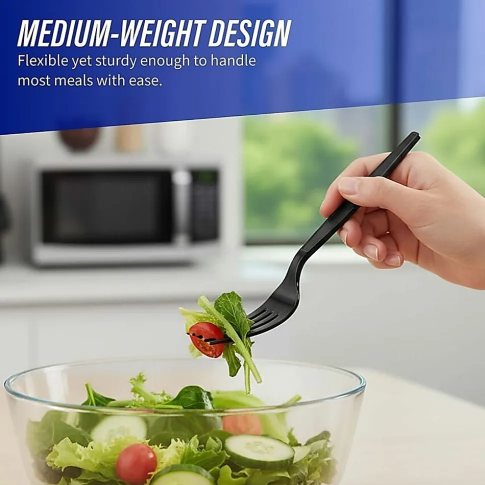 Genuine Joe Heavyweight Fork - 1 Piece(s) - Fork - 1 x Fork - Disposable - Textured - Black - 1000/Carton