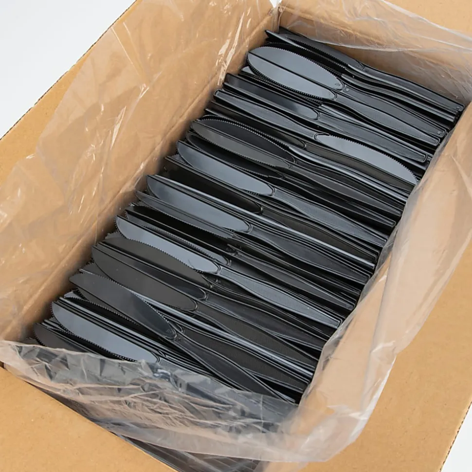 Genuine Joe Heavyweight Knife - 1 Piece(s) - Knife - 1 x Knife - Disposable - Textured - Black - 1000/Carton