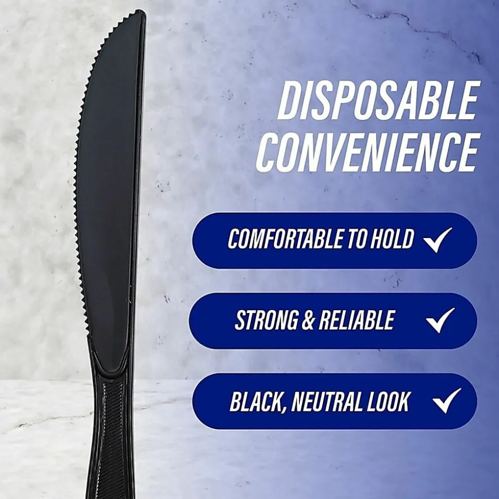 Genuine Joe Heavyweight Knife - 1 Piece(s) - Knife - 1 x Knife - Disposable - Textured - Black - 1000/Carton