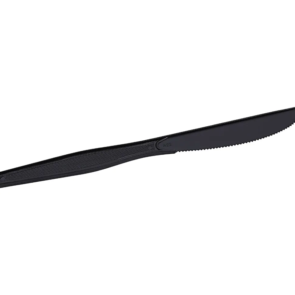 Genuine Joe Heavyweight Knife - 1 Piece(s) - Knife - 1 x Knife - Disposable - Textured - Black - 1000/Carton