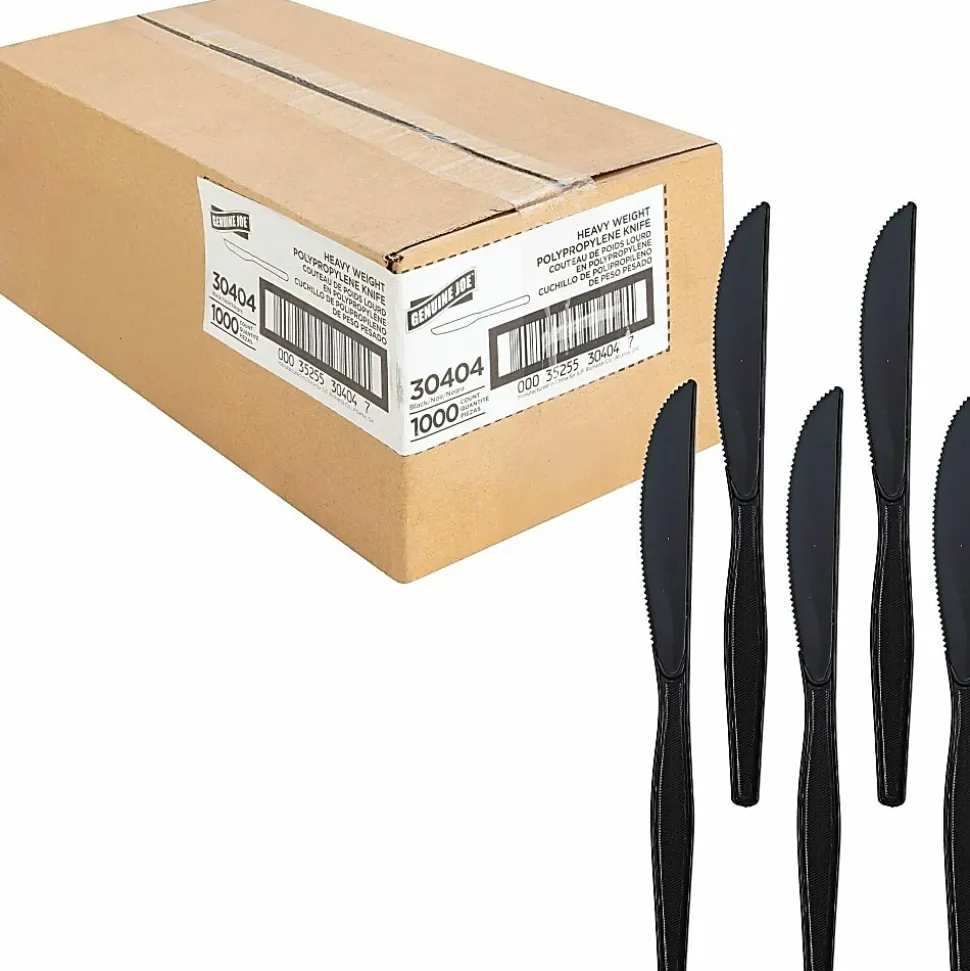 Genuine Joe Heavyweight Knife - 1 Piece(s) - Knife - 1 x Knife - Disposable - Textured - Black - 1000/Carton