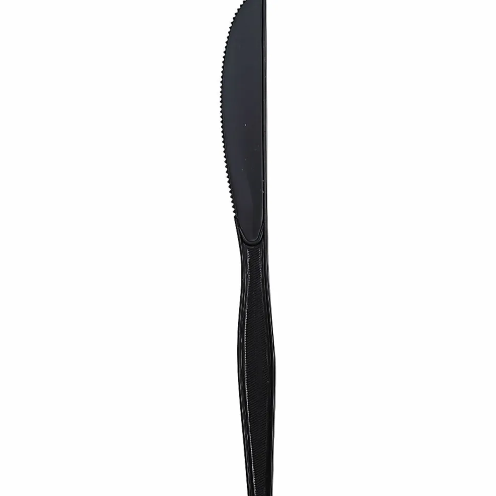 Genuine Joe Heavyweight Knife - 1 Piece(s) - Knife - 1 x Knife - Disposable - Textured - Black - 1000/Carton