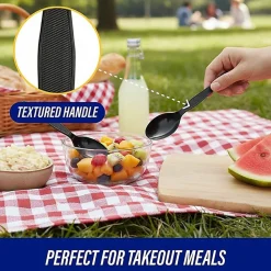 Genuine Joe Heavyweight Spoon - 1 Piece(s) - Spoon - 1 x Spoon - Disposable - Textured - Black - 1000/Carton