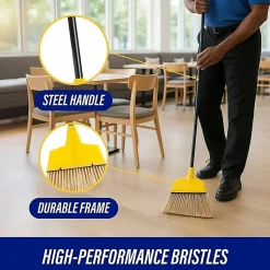 Genuine Joe High-Performance Angled Broom, 12", Yellow