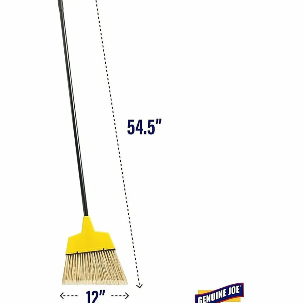 Genuine Joe High-Performance Angled Broom, 12", Yellow