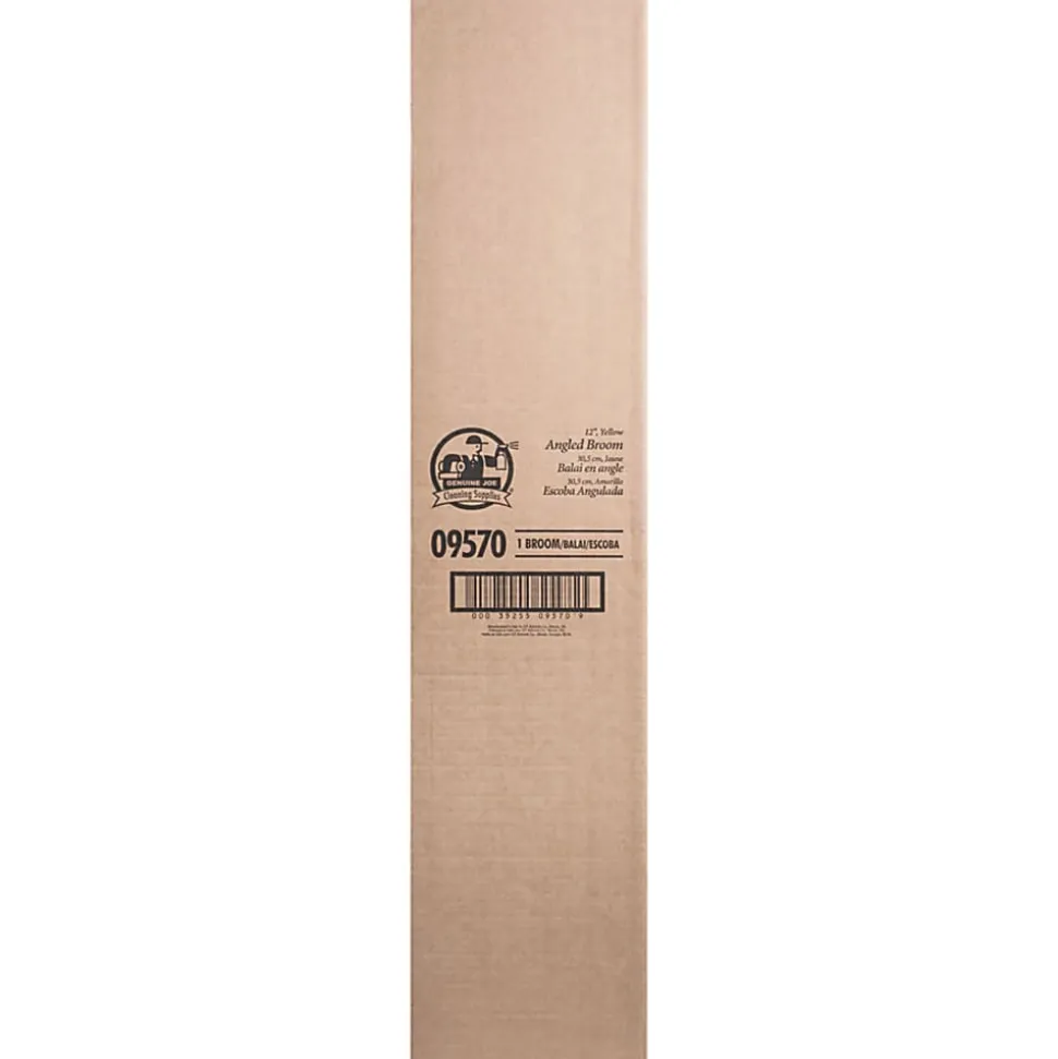 Genuine Joe High-Performance Angled Broom, 12", Yellow