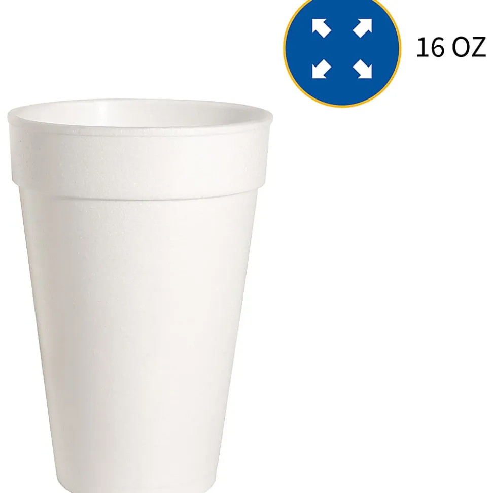 Genuine Joe Hot/Cold Foam Cups, 16 Oz, White, Carton Of 500 Cups