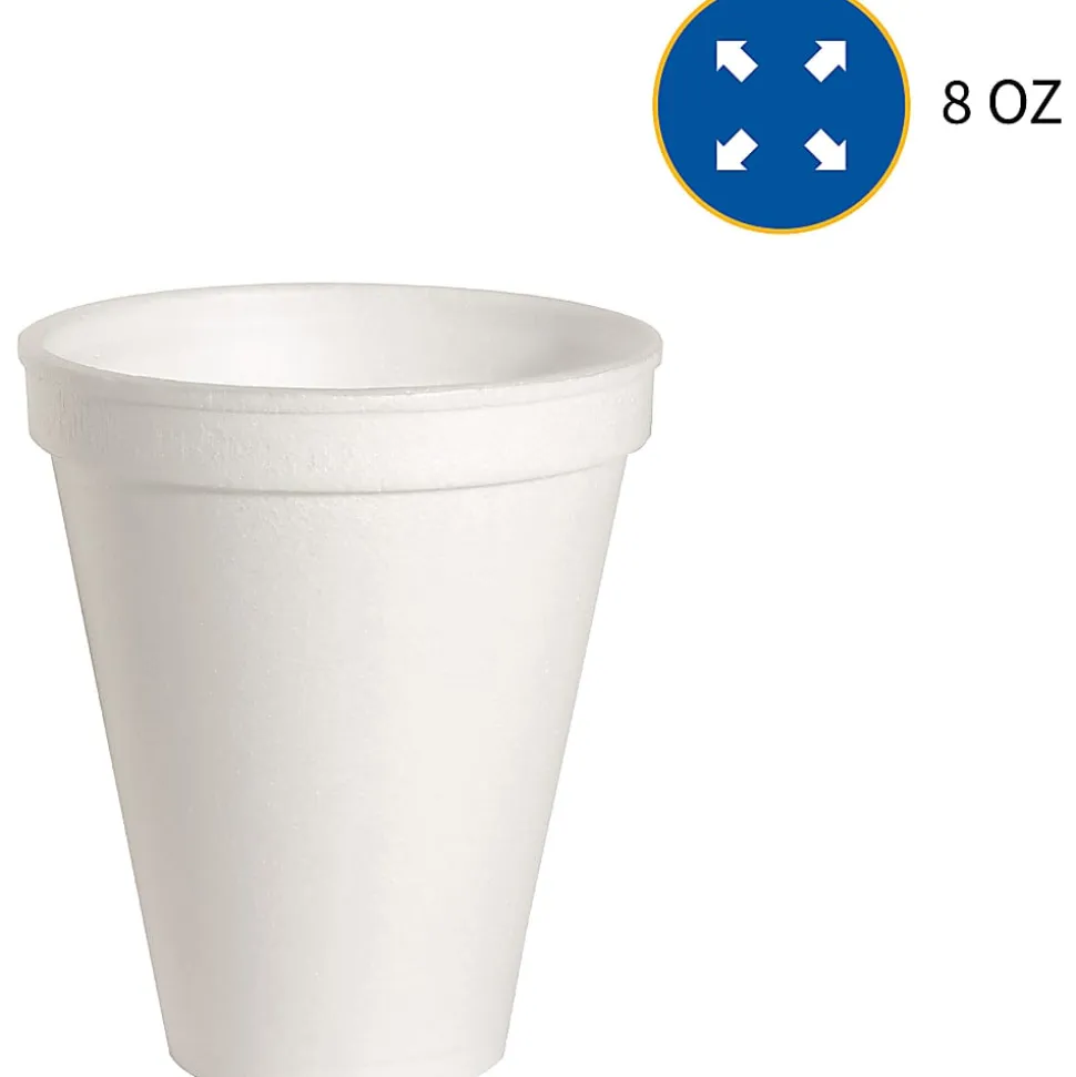 Genuine Joe Hot/Cold Foam Cups, 8 Oz, White, Carton Of 1,000 Cups