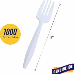 Genuine Joe Individually Wrapped Fork - 1 Piece(s) - Fork - 1 x Fork - Disposable - White - 1000/Carton