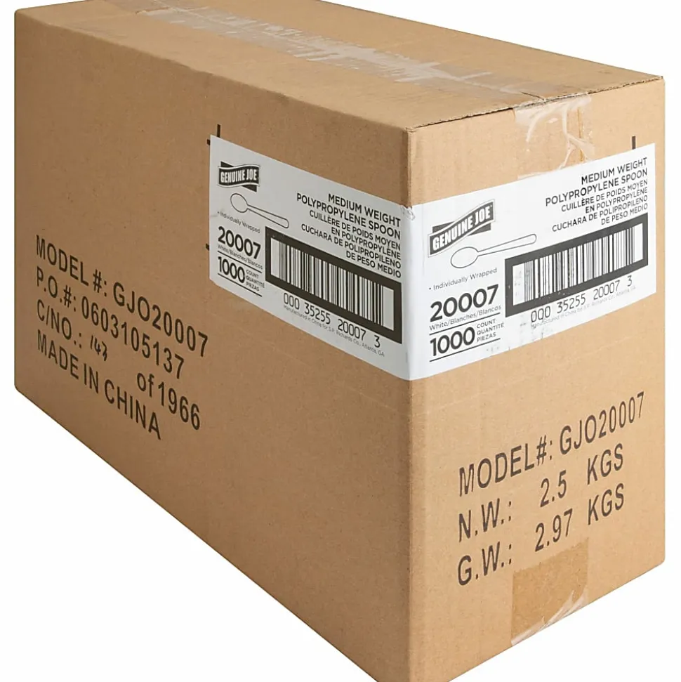Genuine Joe Individually Wrapped Spoon - 1 Piece(s) - Spoon - 1 x Spoon - Disposable - White - 1000/Carton