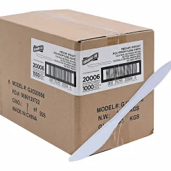 Genuine Joe Individually Wrapped Knife - 1 Piece(s) - Knife - 1 x Knife - Disposable - Polypropylene - White - 1000/Carton