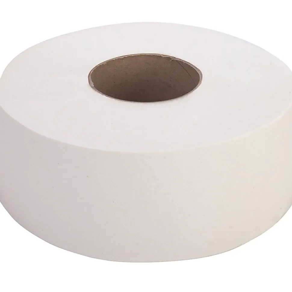 Genuine Joe Jumbo Jr Dispenser Bath Tissue Roll - 2 Ply - 3.30" Width x 500 ft Length - 8.88" Roll Diameter - White - Fiber - 12 / Carton