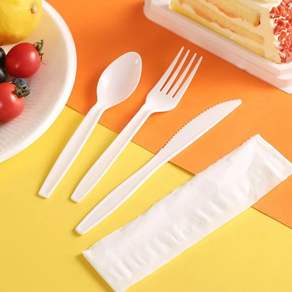 Genuine Joe Knife/Fork/Spoon Utensil Kits, Carton Of 250
